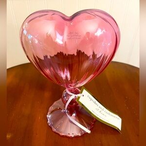 Cupcakes & Cashmere PINK Glass Heart Vase Valentines